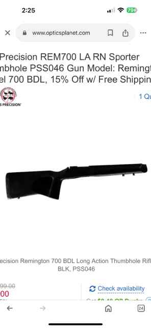 H/S precision thumb hole stock for Rem varmint