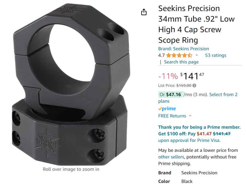 Seekins Precision 34MM Scope Rings 