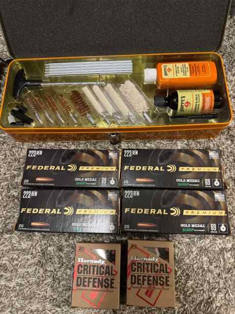 (4).223 &amp; (2).45 ammo boxes plus cleaning kit
