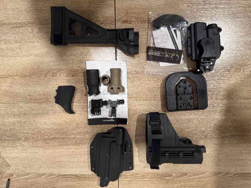 AR parts/43x/48 holster/brace,grips etc
