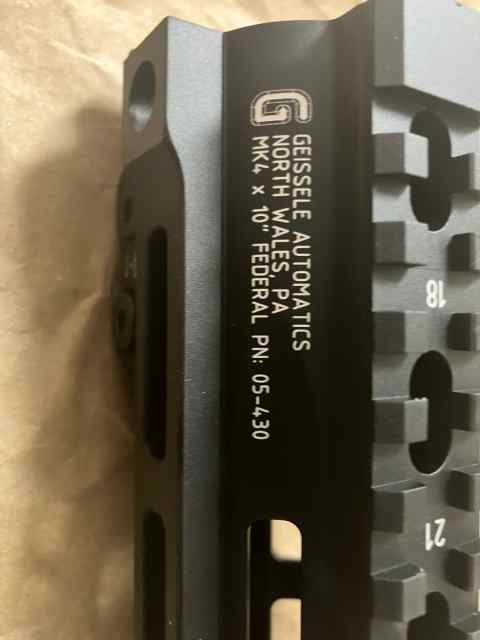 PENDING 10&quot; Geissele Mk4 Federal Rail Blem