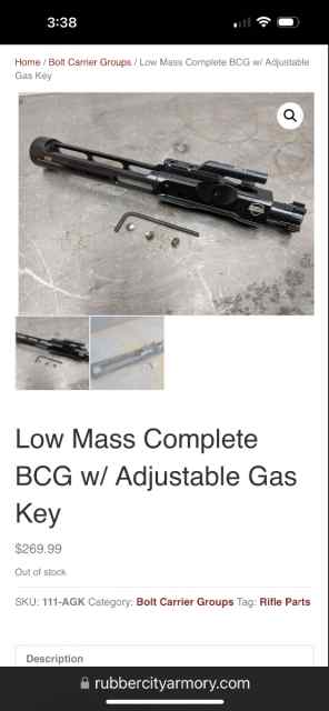 RCA 3 Gun low mass BCG ADJ GB