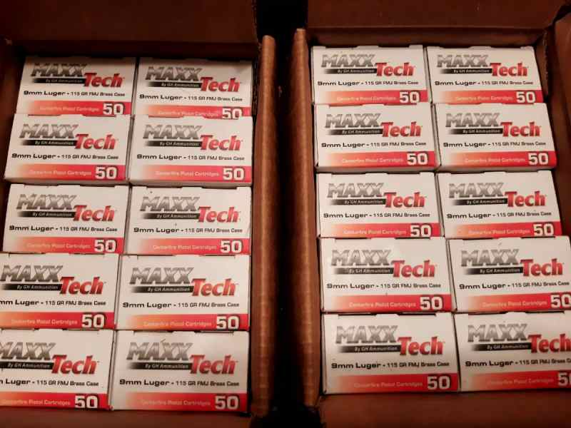 Maxxtech 9mm 115gr - 1k rds - $240