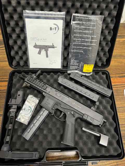 B&amp;T GHM9 WITH BOX, PAPERS, BRACE, MAGS, SWISS MADE