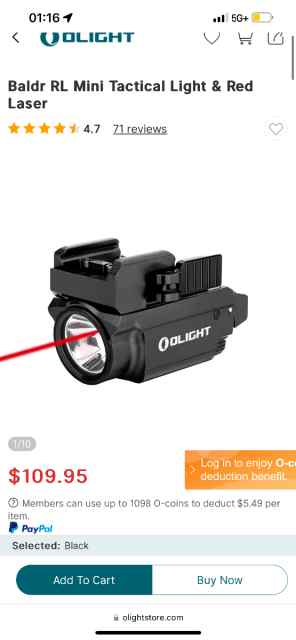 Olight baldr RL mini tactical light W/ laser 