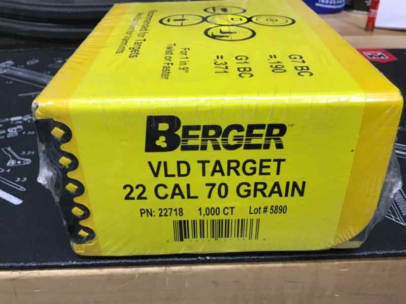Berger VLD Match Grade 22cal 70gr - 1000ct
