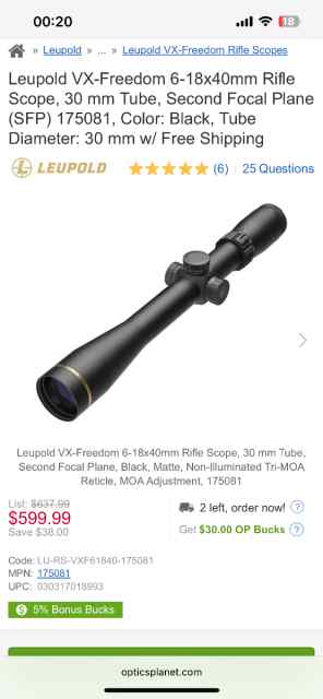 Leupold VX Freedom 6-18x40