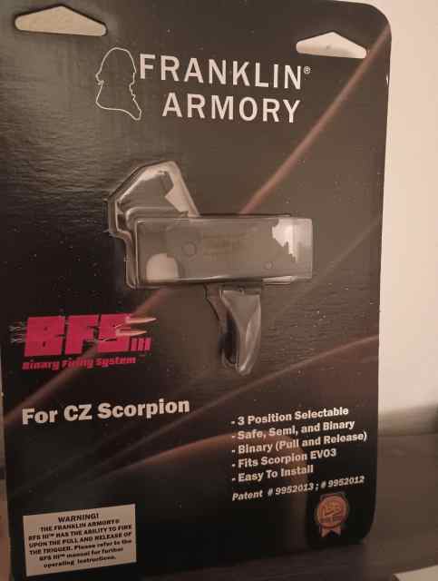 CZ Scorpion Binary Trigger Franklin Armory BFSIII