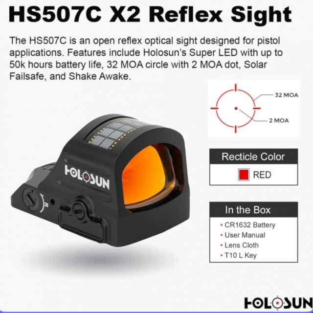 IHolosun HS507C-X2 Red Dot Sight - 2 MOA