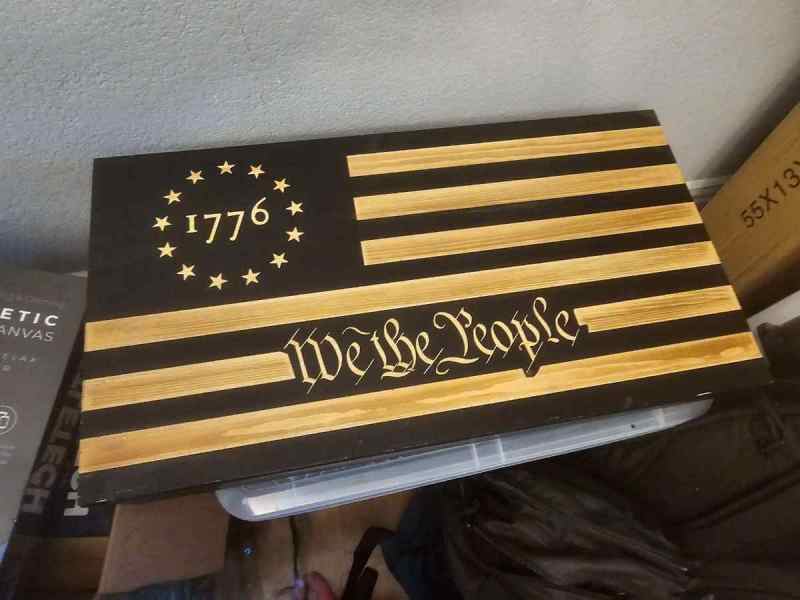 WTS TODAY 1776 Flag Wall Hanger W/hidden storage
