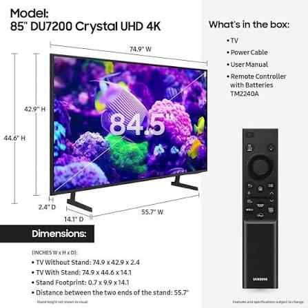 85 Inch samsung uhd 4k smart tv