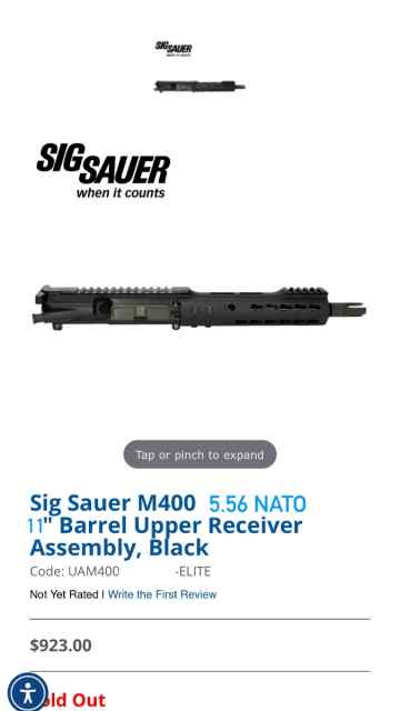 Sig Sauer 5.56 NATO 11.5 inch ALG M400 pistol upr