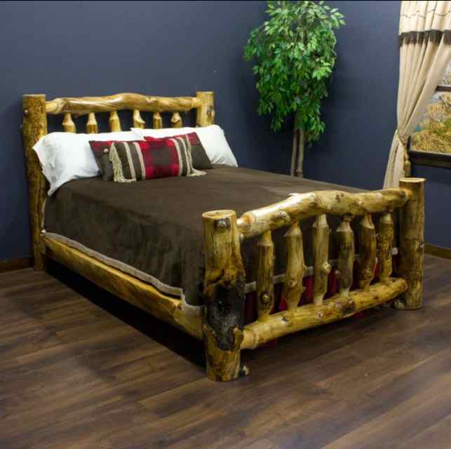 King sized log bed 