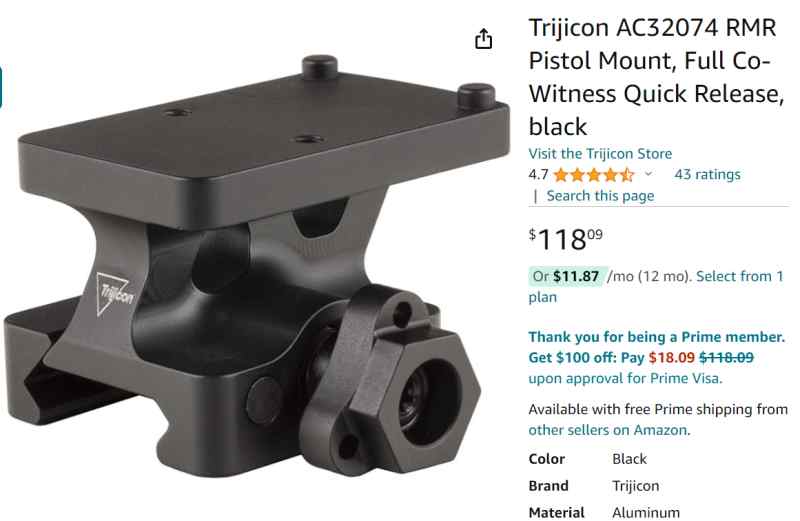 Trijicon Quick Release RMR Mount (Co-Witness)