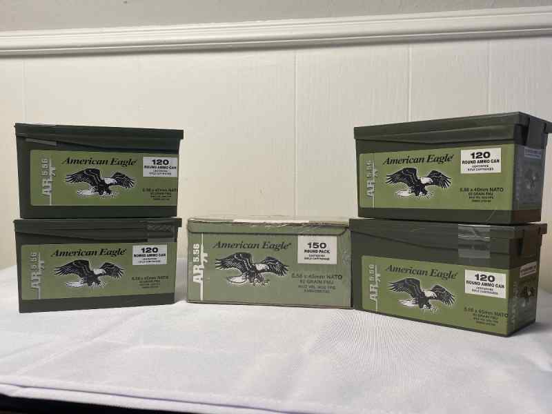 630 rounds American Eagle 5.56 62g FMJ + Ammo Can