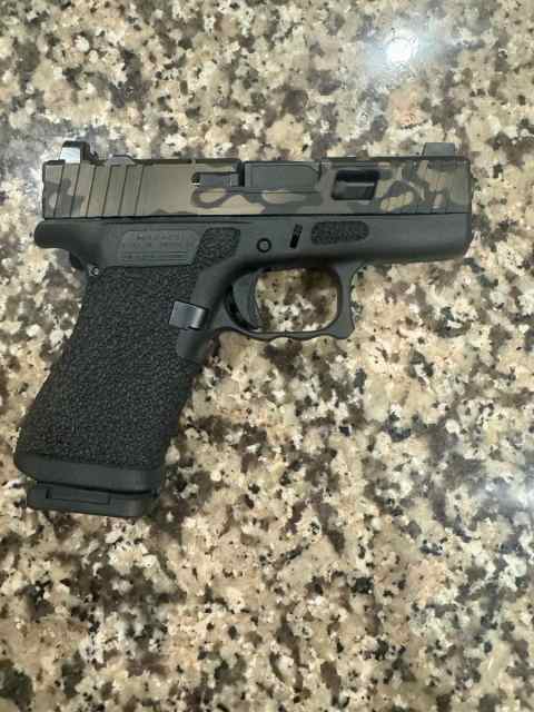 Glock 43X 15 rd shield custom Cerakote and stipple