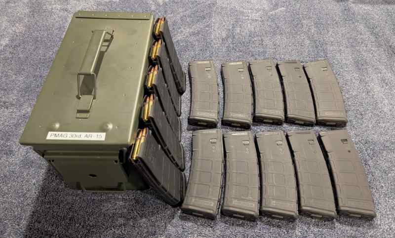 AR-PMAG G2 (15x30rd) w/ 450 RDs ammo &amp; ammo can