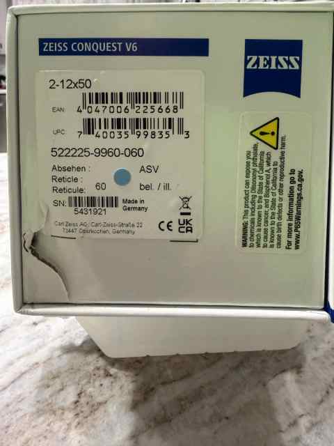 Zeiss Conquest V6  2-12x50 Illum scope
