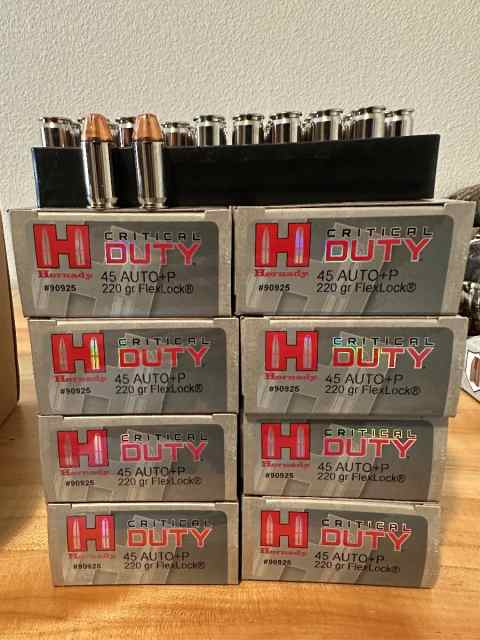 450rds Hornady critical duty 220gr 45 acp hp ammo 