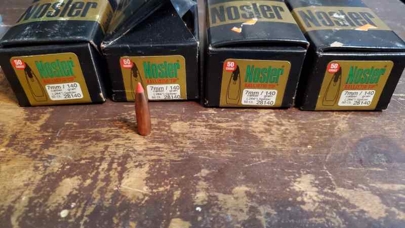 Nosler 7mm cal (284) 140 gr reloading bullets
