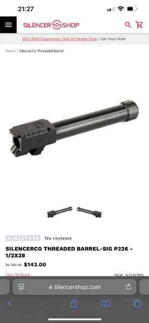 Silencerco SigP226 Threaded barrel 