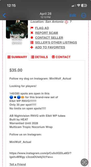 Fake NVG raffles